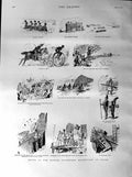 Old Antique Print 1887 Easter Volunteer Manouvres Dover Helioscope Mill 19th