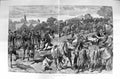 Original Old Antique Print 1887 Barnet Fair Animals Horses Wild Dog Fine Art
