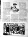 Original Old Antique Print 1887 Queen Charlotte French Prisoners War Portsmouth