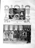 Original Old Antique Print 1887 Mahdi Khedive Egypt Cairo French Crown Victorian