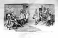 Old Antique Print 1887 Frank Dadd Men Food Table Shepherd Man Dog Drum 19th
