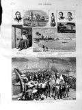 Old Antique Print 1887 Fete Florence Italy Arno Tonga Pacific Ocean Baker 19th