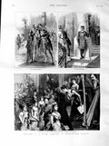 Original Old Antique Print 1887 State Concert Buckingham Palace Royal Party