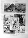 Original Old Antique Print 1887 De Beers Mine GMining Transvaal Barberton Wood