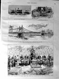 Old Antique Print 1887 Masonic Ball Royal Albert Hall Hammersmith Bridge 19th