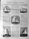Old Antique Print 1887 Yachting Arrow Cutter Waterwitch Schooner Gazelle 19th