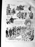 Original Old Antique Print 1887 Committee Ireland Crimes Bill House Commons Men