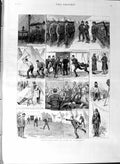 Original Old Antique Print 1887 Volunteer Siers Camp Aldershot War Cricket 19th