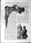 Old Antique Print 1887 London Police Courts Black Maria Prisoners Cells 19th