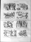 Original Old Antique Print 1887 Story Sketches People Tropics Tiger Horses 19th