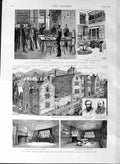 Original Old Antique Print 1887 Prince Wales Portsmouth Plas Mawr Conway Wales