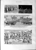 Original Old Antique Print 1887 Burmese School Ponk Burma Worcester Yeomanry