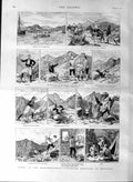 Original Old Antique Print 1887 Mediterranean Partridge Shooting Mitylene Sport
