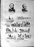 Original Old Antique Print 1887 Katkoff Longmore Fete Horses Neasden Stud Farm