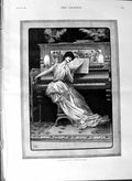 Original Old Antique Print 1887 Fine Art Allegretto Scherzando Lady Piano 19th
