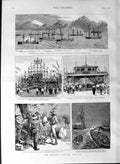 Old Antique Print 1887 Queen Jubilee Australia Perak Chili Ships Pelican 19th
