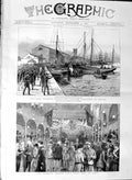 Original Old Antique Print 1887 Riot Fishermen Ostend Lady Roberts Ball Simla