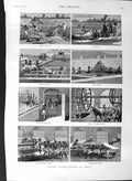 Old Antique Print 1887 Plant Indigo Manufacture India Rahut Persian Wheel 19th