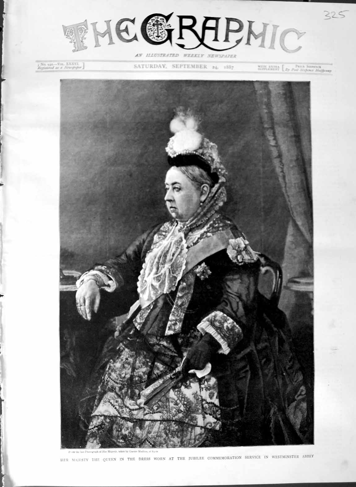 Original Old Antique Print 1887 Queen Dress Jubilee Commemoration Westminster