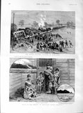Original Old Antique Print 1887 Magellan America Railway Train Crash Doncaster