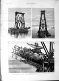 Original Old Antique Print 1887 Works New Bridge Firth Forth Queensferry F 19th