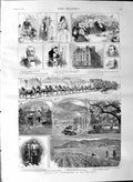 Original Old Antique Print 1887 Mining Vineyard California Hospital Li Victorian