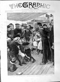 Original Old Antique Print 1887 Children'S Tug War Troopship Boys Gir Victorian