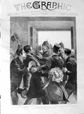Original Old Antique Print 1887 Police Court Midleton O'Brien Harrington Tanner