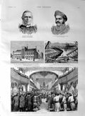 Original Old Antique Print 1887 Bulgarian Sobranje Sophia Thring Baroda College