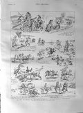 Original Old Antique Print 1887 Red Shirt Bronco Bill Hunting Hounds Hertfo 19th