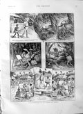 Original Old Antique Print 1887 Scenes Misadventures Artist Tonga Natives 19th