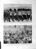 Original Old Antique Print 1887 Grenadier Guards Police Court Marsham Hospital