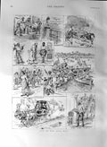 Original Old Antique Print 1887 Wst Indian Mails Post Mail Letters Boats Roaa