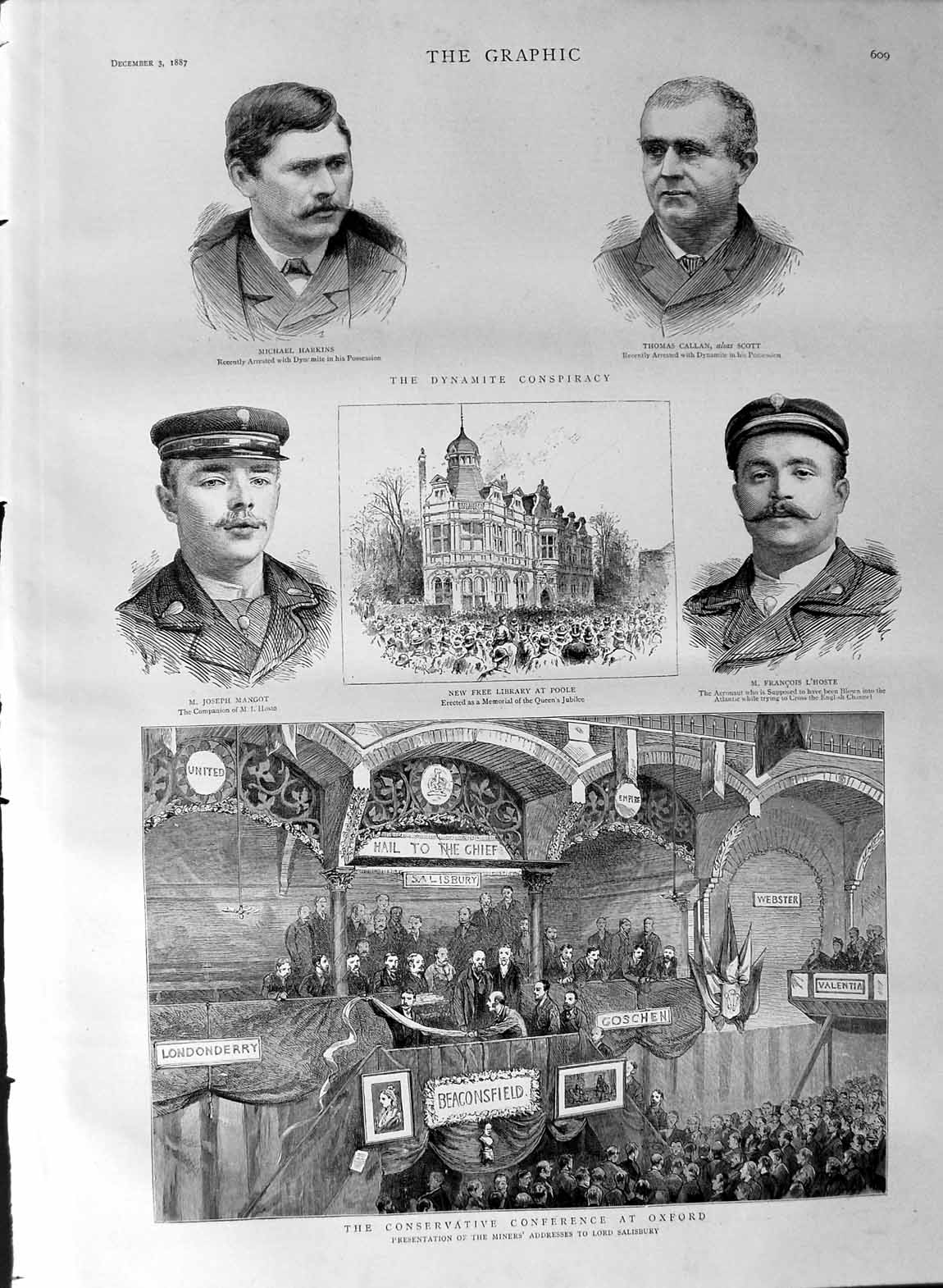 Old Antique Print 1887 Conservative Oxford Salisbury Poole Harkins Callan 19th