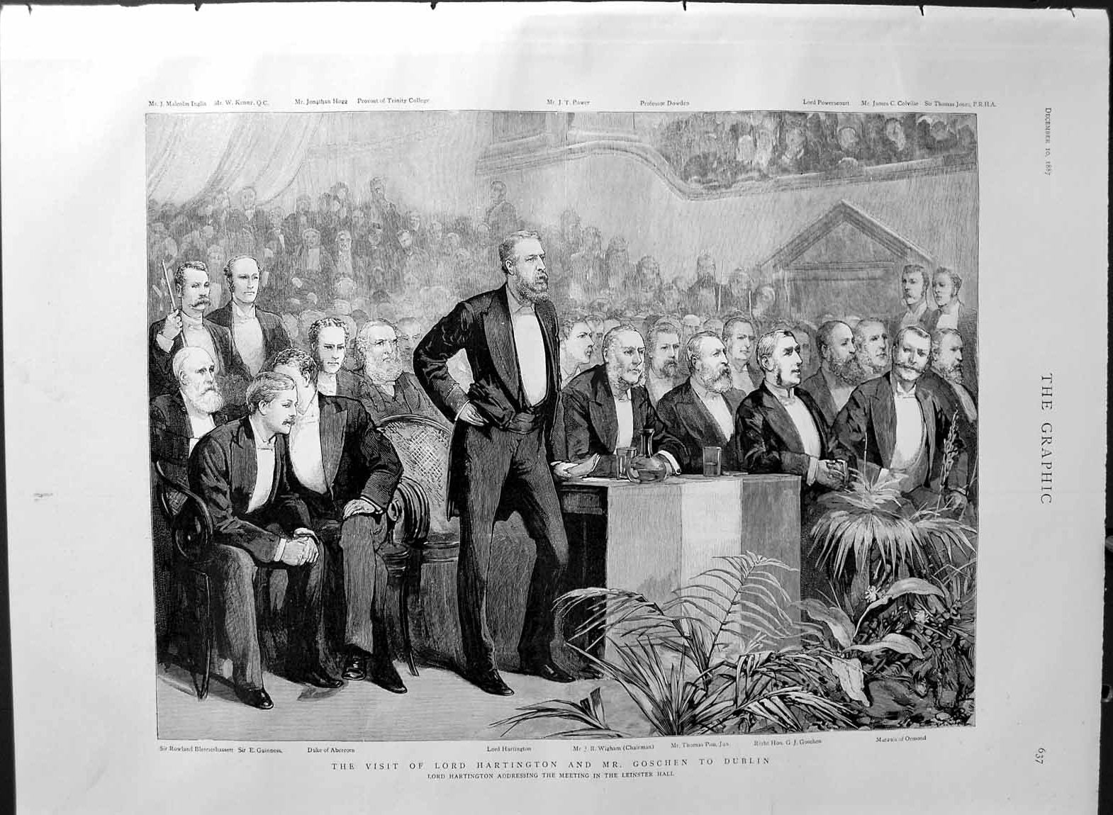 Old Antique Print 1887 Lord Hartington Goschen Dublin Abercorn Guinness 19th