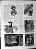 Old Antique Print 1887 Nawab Junagadh Buddhist Cave Parabara Bhairava Jap 19th