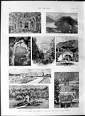 Old Antique Print 1887 Palace Castle King Ludwig Bavaria Herrenchiemsee 19th