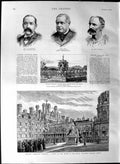 Original Old Antique Print 1887 Princess Christian Holloway College Egham Lyons