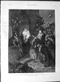 Old Antique Print 1887 Scene Wise Men Visiting Baby Jesus Mary Schrader 19th