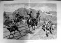 Antique Old Print 1887 Hunting Railway Track Train Hounds Deer Horses Art 19th