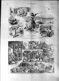 Original Old Antique Print 1888 Partridge Shooting Barbary Himalayas Surveying
