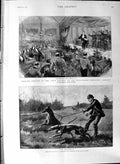 Old Antique Print 1888 Smoking Concert Armoury House Finsbury Greyhounds 19th