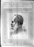 Original Old Antique Print 1888 King William Emperor Germany Prussia Koniggratz