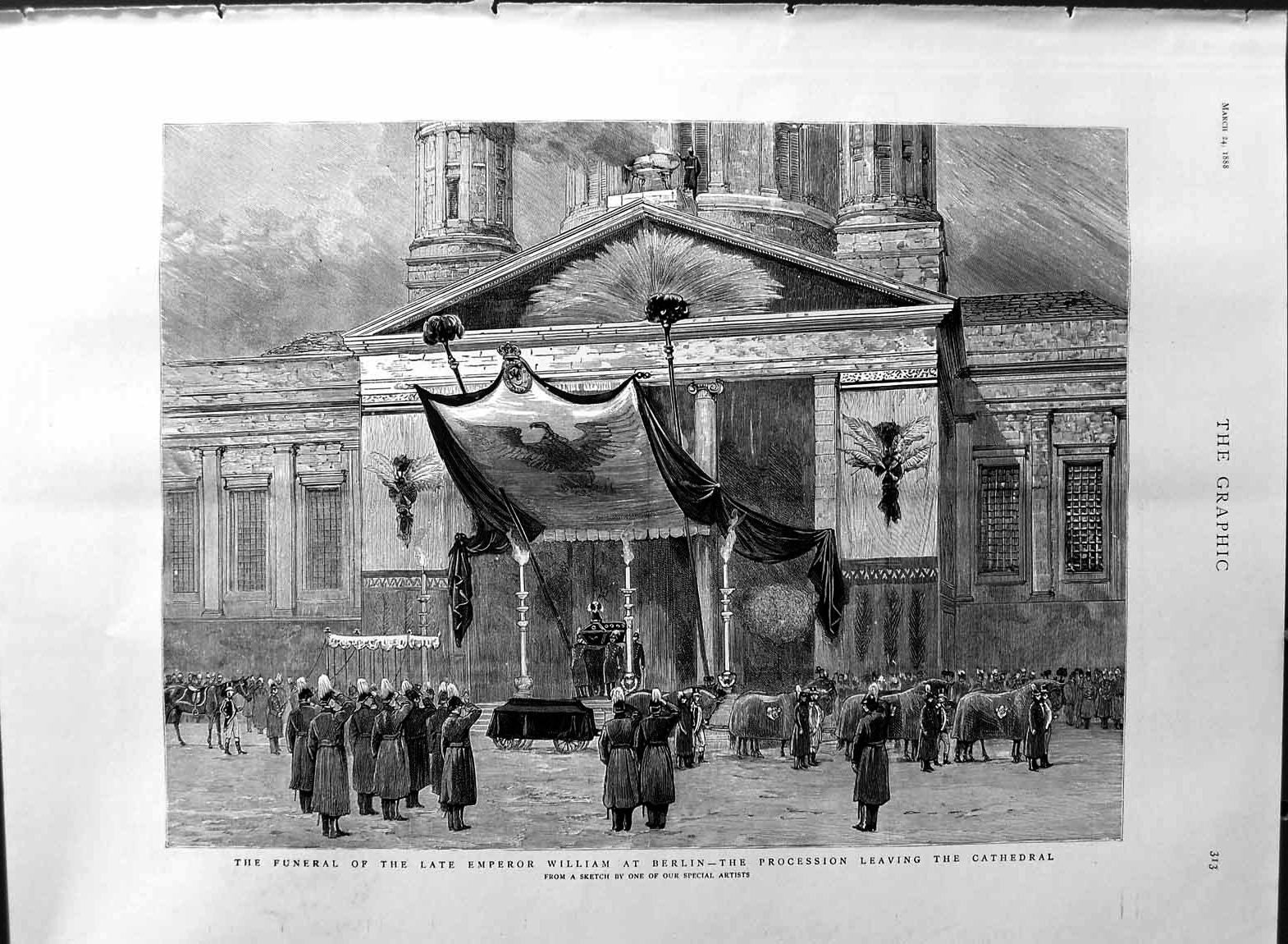 Antique Print Ref.465 1888 Funeral Emperor William Berlin Germany Cathedral