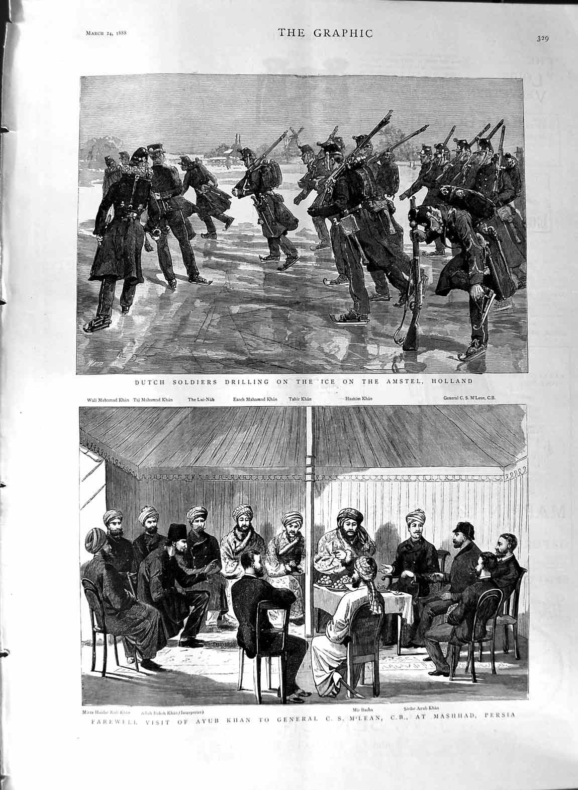 Original Old Antique Print 1888 Ayub Khan M'Lean Persia Dutch Siers Holland