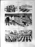 Original Old Antique Print 1888 Easter Volunteer Review Portsmouth Chamberlain