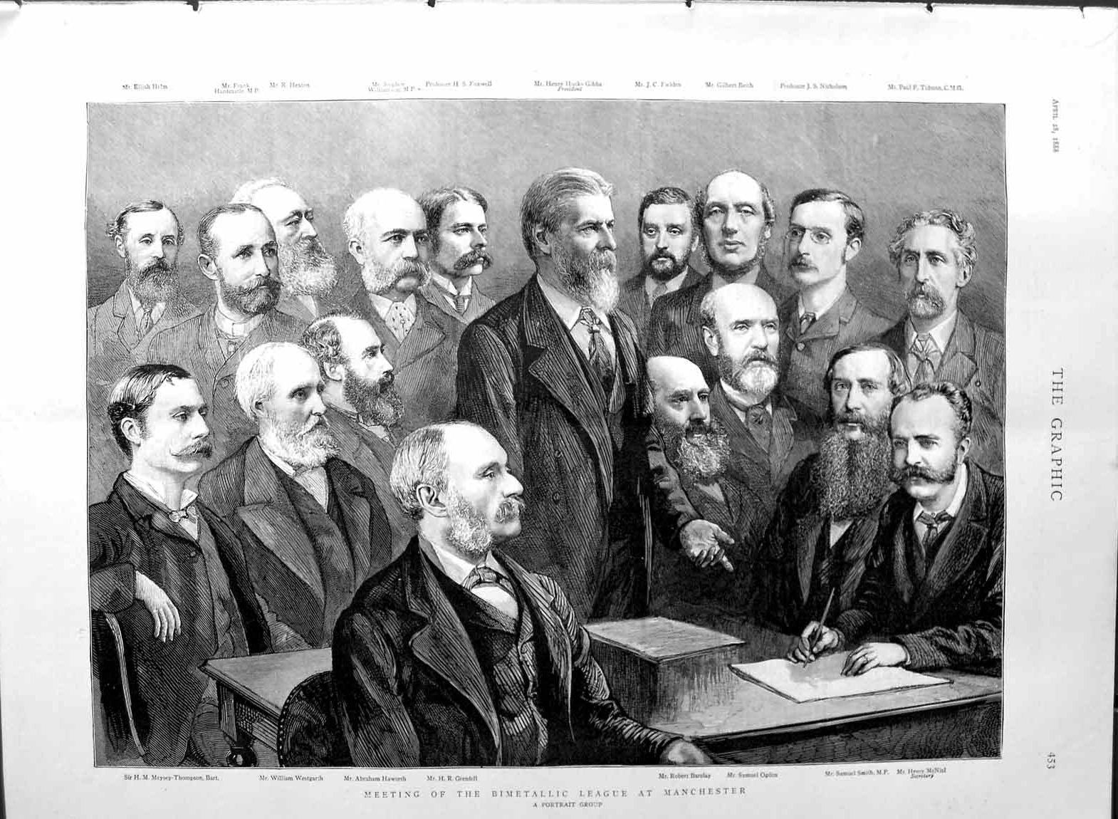 Old Antique Print 1888 Bimetallic League Manchester Westgarth Ogden Smith 19th