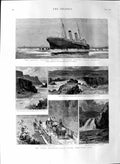 Old Antique Print 1888 Channel Steamer Invicta Shoshone Falls Idaho U.S.A 19th