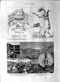 Original Old Antique Print 1888 Lamasery Yuru Cashmere Swan Theatre Shakespeare