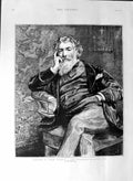 Original Old Antique Print 1888 Portrait Artist Sir Frederick Leighton 19th